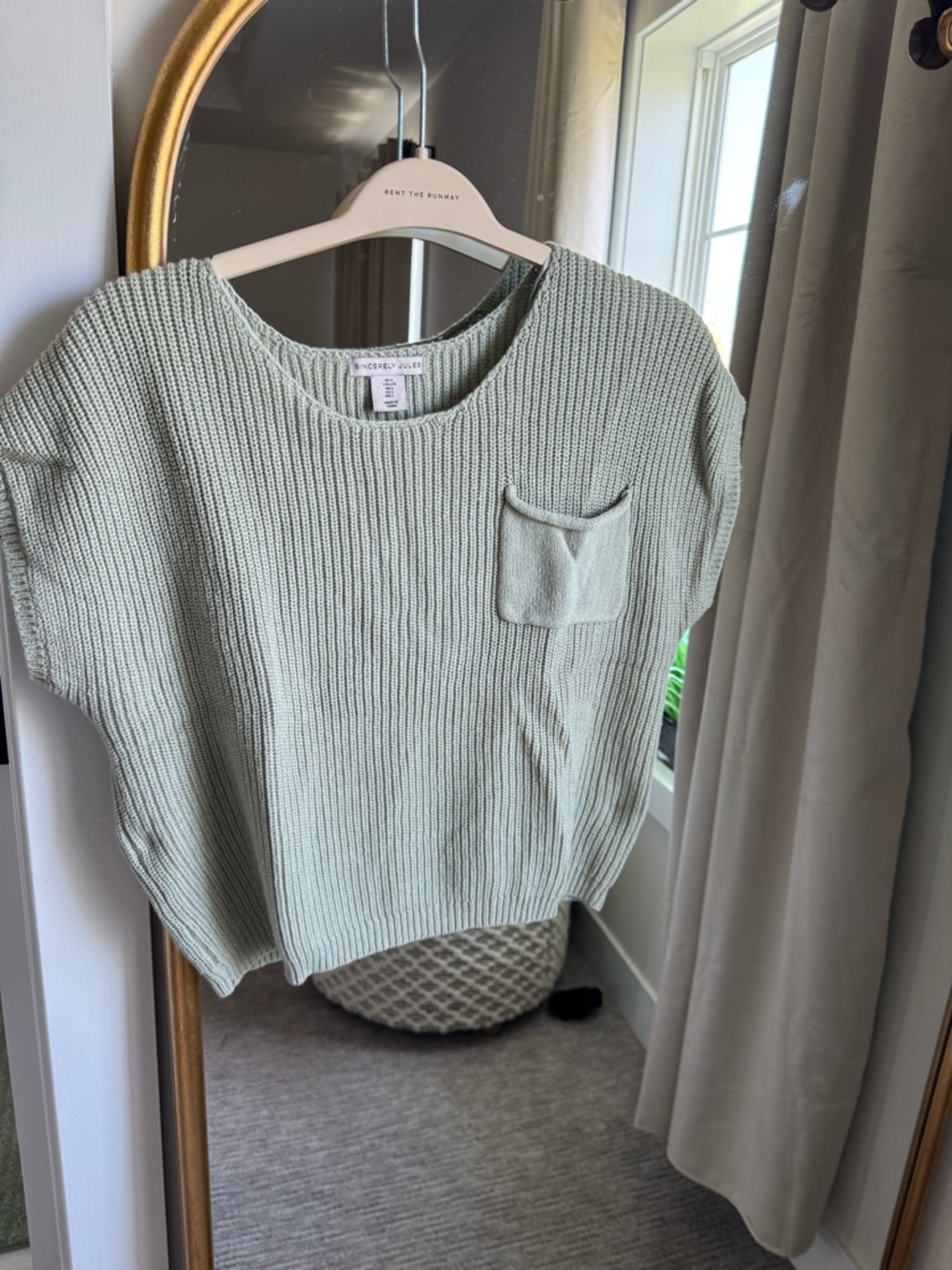 Sincerely Jules Sage Green Ribbed Short-Sleeve Sweater